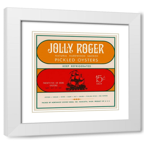 Jolly Roger Pickled Oysters White Modern Wood Framed Art Print with Double Matting by Retrolabel