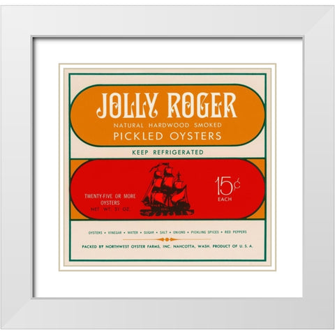 Jolly Roger Pickled Oysters White Modern Wood Framed Art Print with Double Matting by Retrolabel