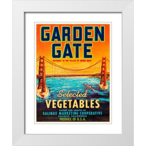 Garden Gate Selected Vegetables White Modern Wood Framed Art Print with Double Matting by Retrolabel