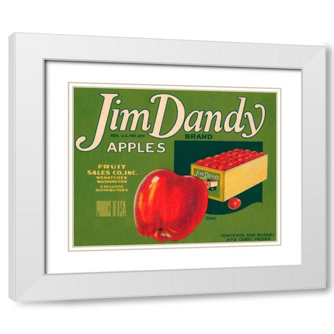 Jim Dandy Brand Apples White Modern Wood Framed Art Print with Double Matting by Retrolabel