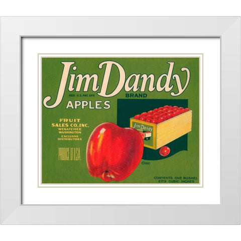 Jim Dandy Brand Apples White Modern Wood Framed Art Print with Double Matting by Retrolabel