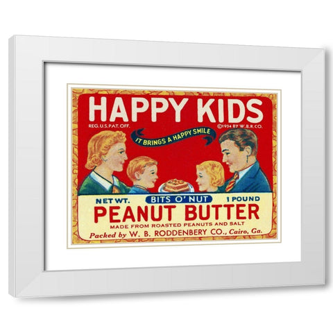 Happy Kids Bits o Nut Peanut Butter White Modern Wood Framed Art Print with Double Matting by Retrolabel