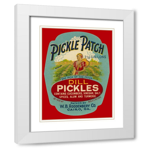 Pickle Patch Dill Pickles White Modern Wood Framed Art Print with Double Matting by Retrolabel