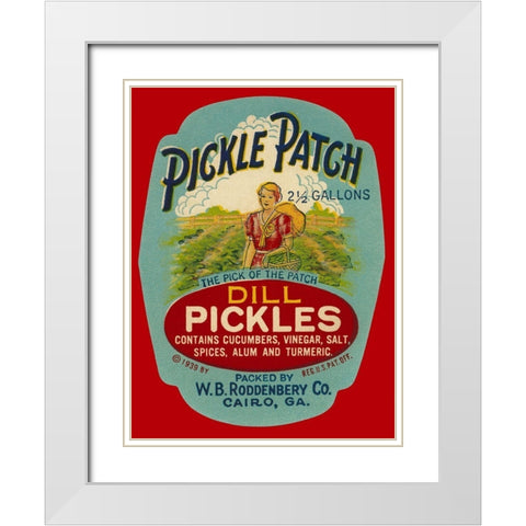 Pickle Patch Dill Pickles White Modern Wood Framed Art Print with Double Matting by Retrolabel