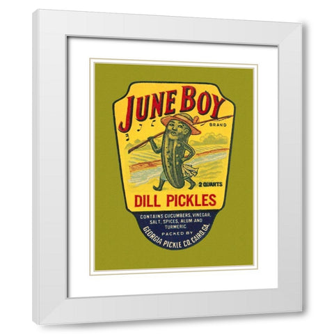 June Boy Dill Pickles White Modern Wood Framed Art Print with Double Matting by Retrolabel