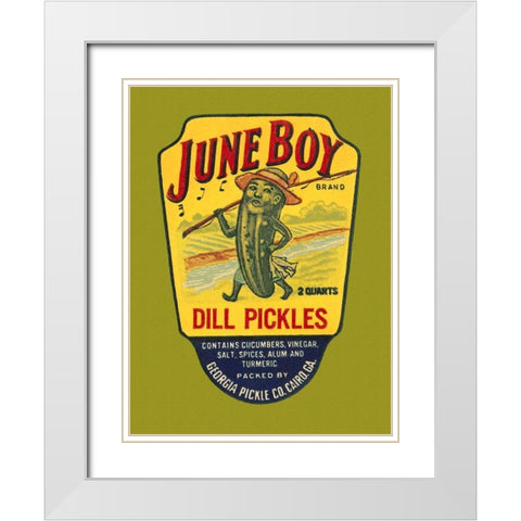 June Boy Dill Pickles White Modern Wood Framed Art Print with Double Matting by Retrolabel