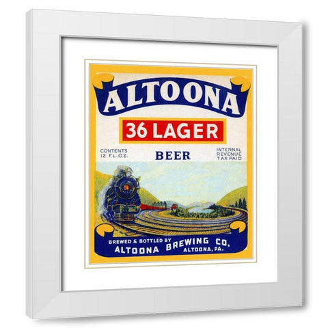 Altoona 36 Lager Beer White Modern Wood Framed Art Print with Double Matting by Vintage Booze Labels