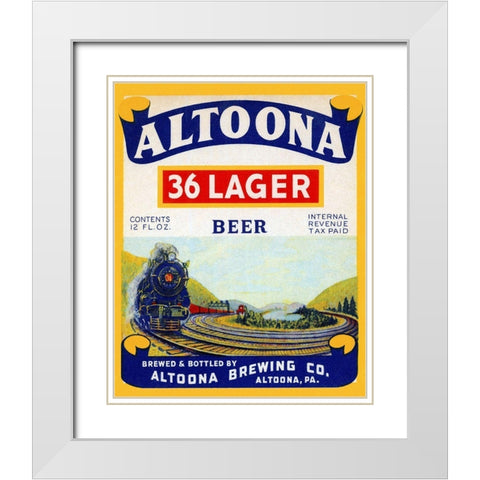 Altoona 36 Lager Beer White Modern Wood Framed Art Print with Double Matting by Vintage Booze Labels