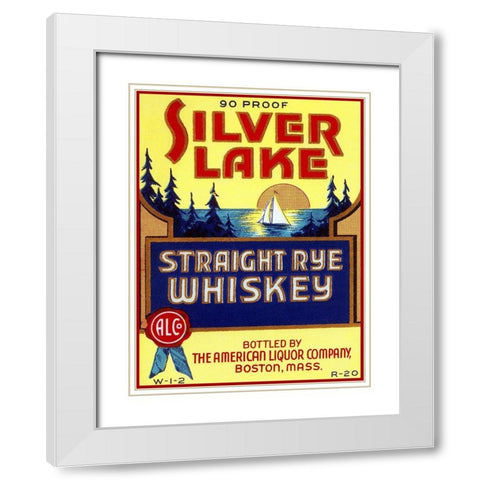 Silver Lake Straight Rye Whiskey White Modern Wood Framed Art Print with Double Matting by Vintage Booze Labels