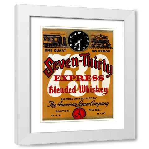 Seven-Thirty Express Blended Whiskey White Modern Wood Framed Art Print with Double Matting by Vintage Booze Labels