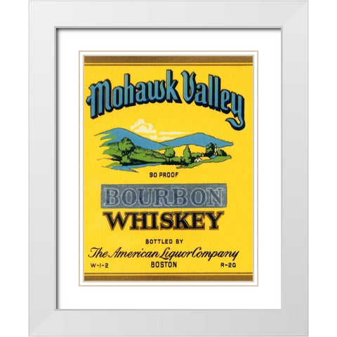 Mohawk Valley Bourbon Whiskey White Modern Wood Framed Art Print with Double Matting by Vintage Booze Labels