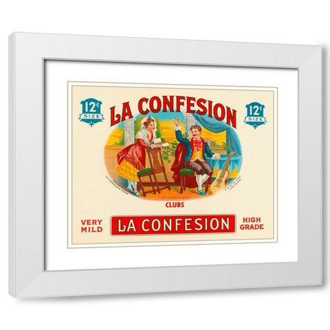 La Confession Cigars White Modern Wood Framed Art Print with Double Matting by Vintage Booze Labels