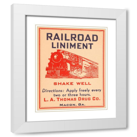 Railroad Liniment White Modern Wood Framed Art Print with Double Matting by Vintage Booze Labels