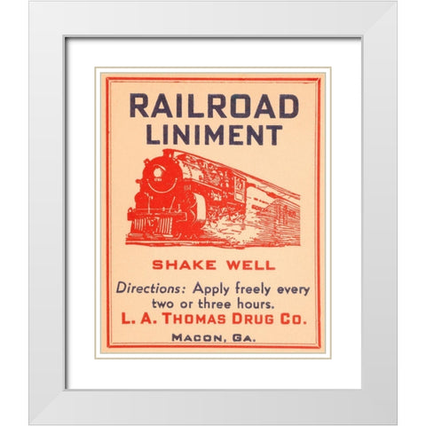 Railroad Liniment White Modern Wood Framed Art Print with Double Matting by Vintage Booze Labels