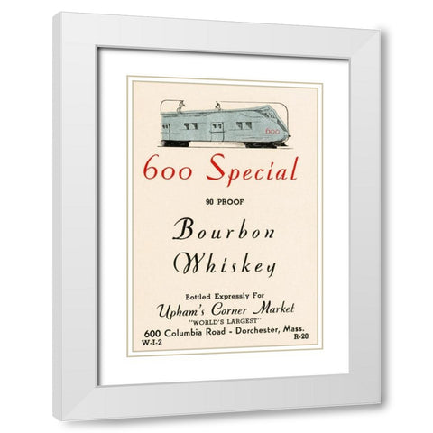 600 Special Bourbon Whiskey White Modern Wood Framed Art Print with Double Matting by Vintage Booze Labels