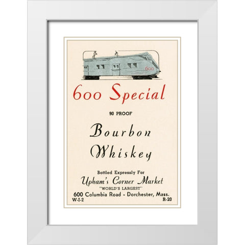 600 Special Bourbon Whiskey White Modern Wood Framed Art Print with Double Matting by Vintage Booze Labels