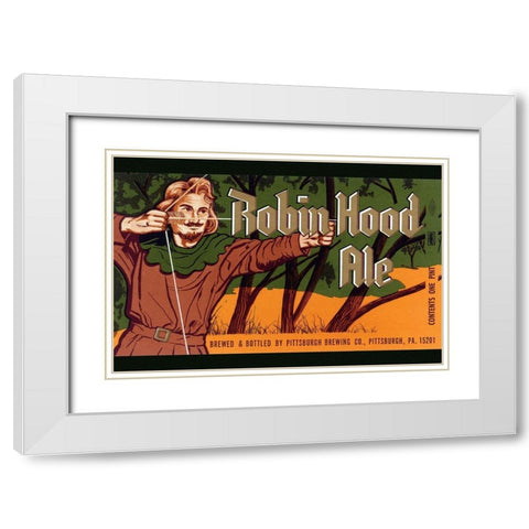 Robin Hood Ale White Modern Wood Framed Art Print with Double Matting by Vintage Booze Labels