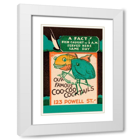 Our Famous Coo-Coo Cocktails White Modern Wood Framed Art Print with Double Matting by Vintage Booze Labels