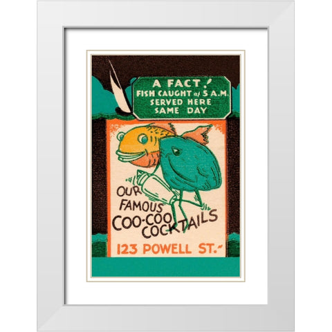 Our Famous Coo-Coo Cocktails White Modern Wood Framed Art Print with Double Matting by Vintage Booze Labels