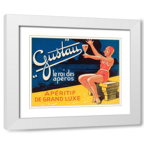 Gustau Aperitif White Modern Wood Framed Art Print with Double Matting by Vintage Booze Labels