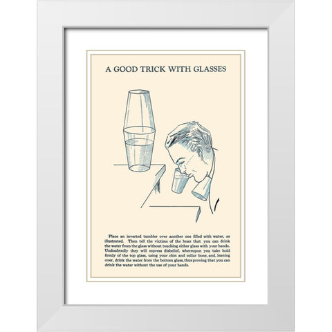 A Good Trick with Glasses White Modern Wood Framed Art Print with Double Matting by Retromagic