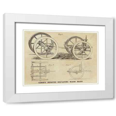 Gibsons Improved Self-Acting Wagon Brake White Modern Wood Framed Art Print with Double Matting by Inventions