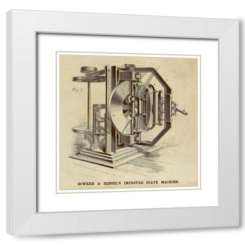 Bowker and Bensels Improved Stave Machine White Modern Wood Framed Art Print with Double Matting by Inventions