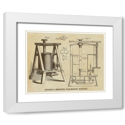 Tiffanys Improved Tile Making Machine White Modern Wood Framed Art Print with Double Matting by Inventions