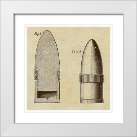 Improved Artillery Shell White Modern Wood Framed Art Print with Double Matting by Inventions