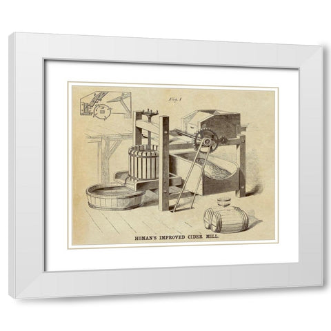Homans Improved Cider Mill White Modern Wood Framed Art Print with Double Matting by Inventions