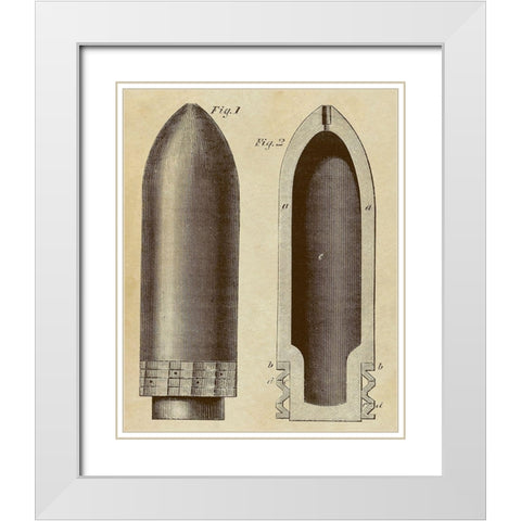 Exploding Artillery Shell for Breech-Loaders White Modern Wood Framed Art Print with Double Matting by Inventions