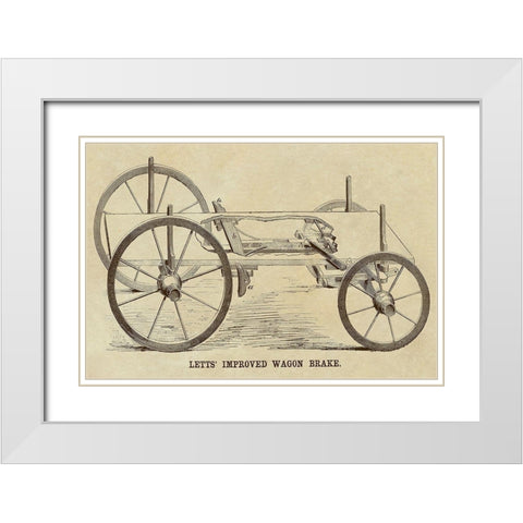 Letts Improved Wagon Brake White Modern Wood Framed Art Print with Double Matting by Inventions