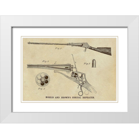 Morris and Browns Conical Repeater White Modern Wood Framed Art Print with Double Matting by Inventions