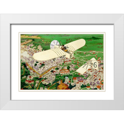 Rome to Paris by air non-stop White Modern Wood Framed Art Print with Double Matting by Inventions