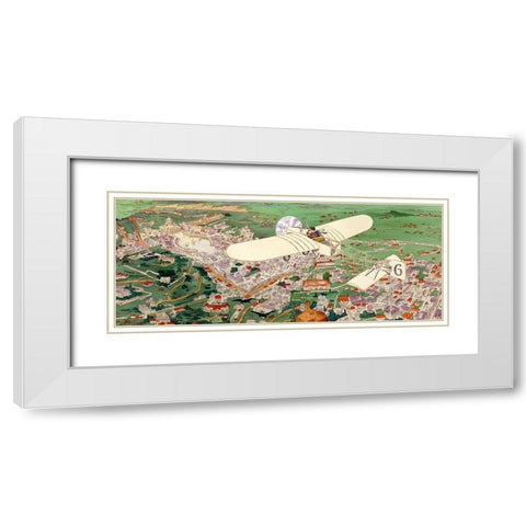 Rome to Paris by air non-stop White Modern Wood Framed Art Print with Double Matting by Inventions