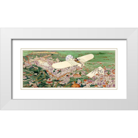 Rome to Paris by air non-stop White Modern Wood Framed Art Print with Double Matting by Inventions