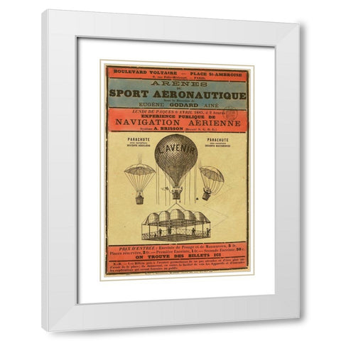 Broadside Announcement of a Balloon Ascension White Modern Wood Framed Art Print with Double Matting by Inventions