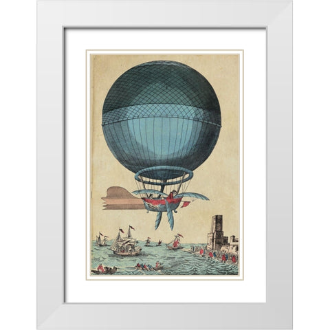 Cross the English Channel in a Balloon White Modern Wood Framed Art Print with Double Matting by Inventions