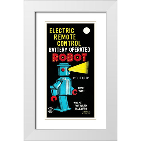 Electric Remote Control Battery Operated Robot White Modern Wood Framed Art Print with Double Matting by Retrobot