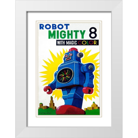 Robot Mighty 8 with Magic Color White Modern Wood Framed Art Print with Double Matting by Retrobot