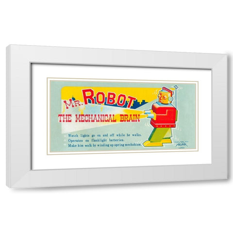Mr. Robot: The Mechanical Brain White Modern Wood Framed Art Print with Double Matting by Retrobot
