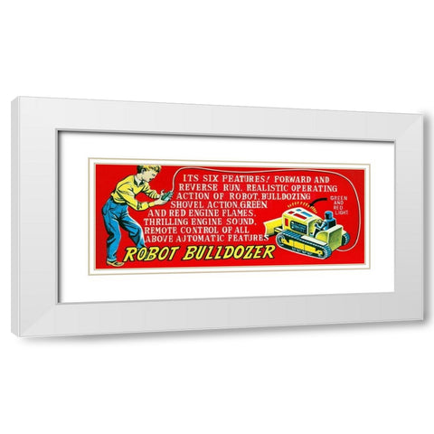 Robot Bulldozer - Six Features White Modern Wood Framed Art Print with Double Matting by Retrobot