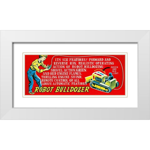 Robot Bulldozer - Six Features White Modern Wood Framed Art Print with Double Matting by Retrobot