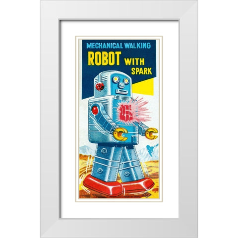 Mechanical Walking Robot with Spark White Modern Wood Framed Art Print with Double Matting by Retrobot