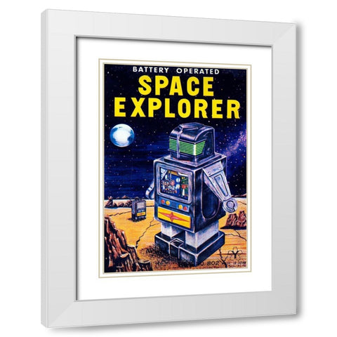 Space Explorer White Modern Wood Framed Art Print with Double Matting by Retrobot
