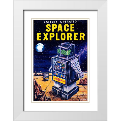 Space Explorer White Modern Wood Framed Art Print with Double Matting by Retrobot