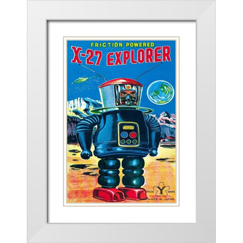 X-27 Explorer White Modern Wood Framed Art Print with Double Matting by Retrobot