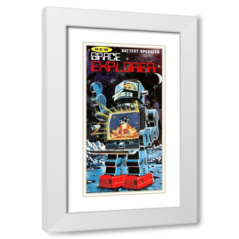 Battery Operated Space Explorer White Modern Wood Framed Art Print with Double Matting by Retrobot