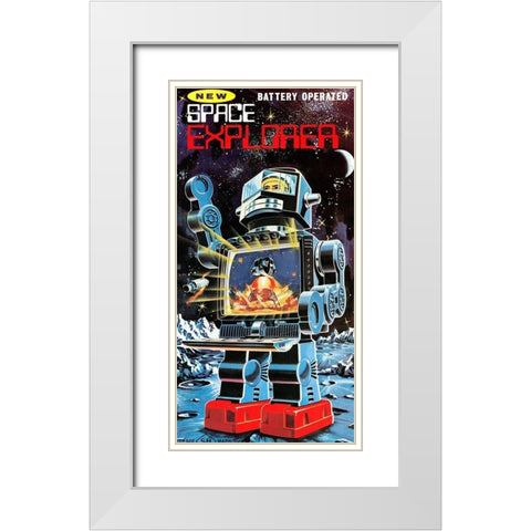 Battery Operated Space Explorer White Modern Wood Framed Art Print with Double Matting by Retrobot