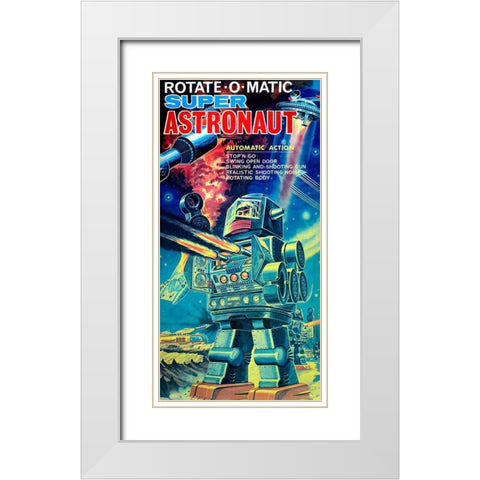 Rotate-O-Matic Super Astronaut White Modern Wood Framed Art Print with Double Matting by Retrobot